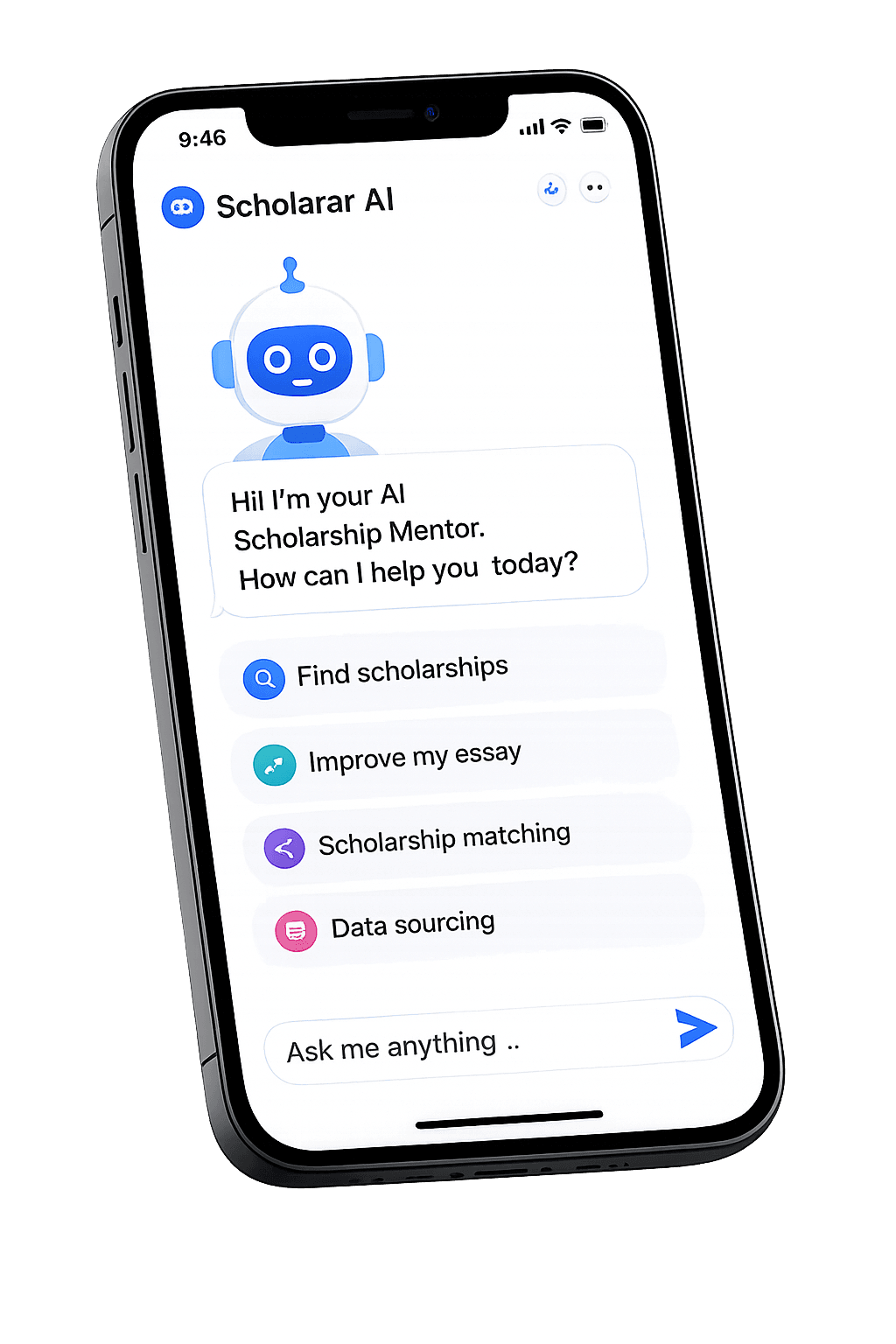 Scholarar AI phone mockup