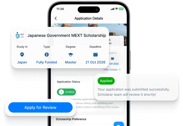 Scholarar app scholarship application screen