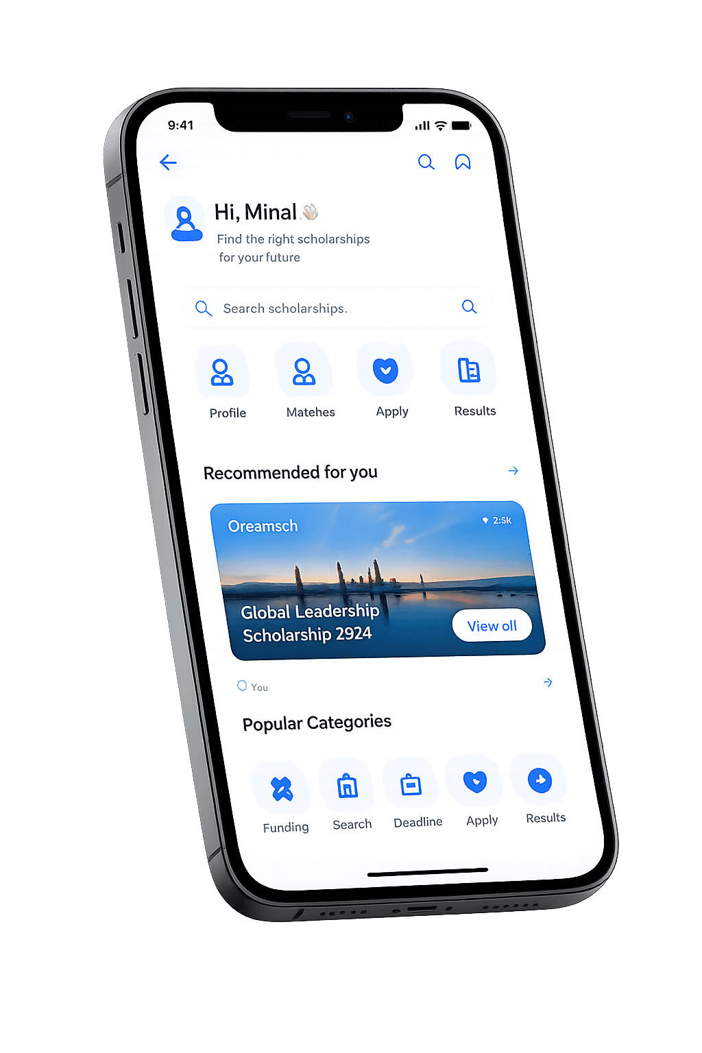 Scholarar app phone mockup